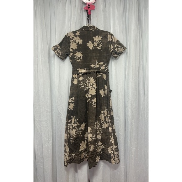 Spartina 449 Floral Button Front Midi Dress Belted Short Sleeve Boho Cottagecore - Picture 9 of 12